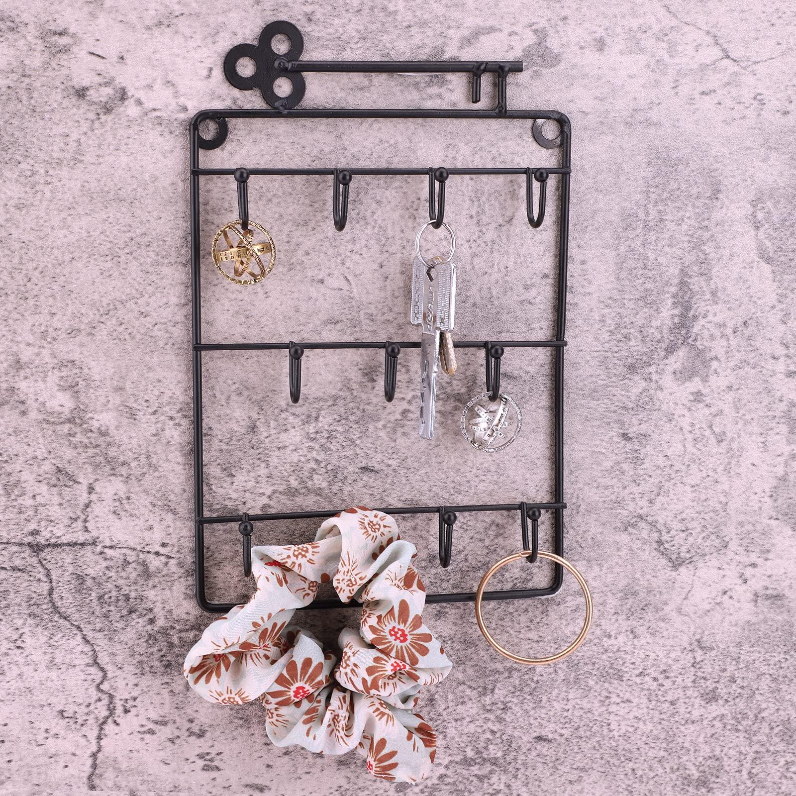 Người giữ khóa trang trí Tường gắn trên 11 Key Key và Bàn phím tổ chức dây buộc làm bằng kim loại cho nhà bếp vào, bùn, văn phòng tại nhà màu đen