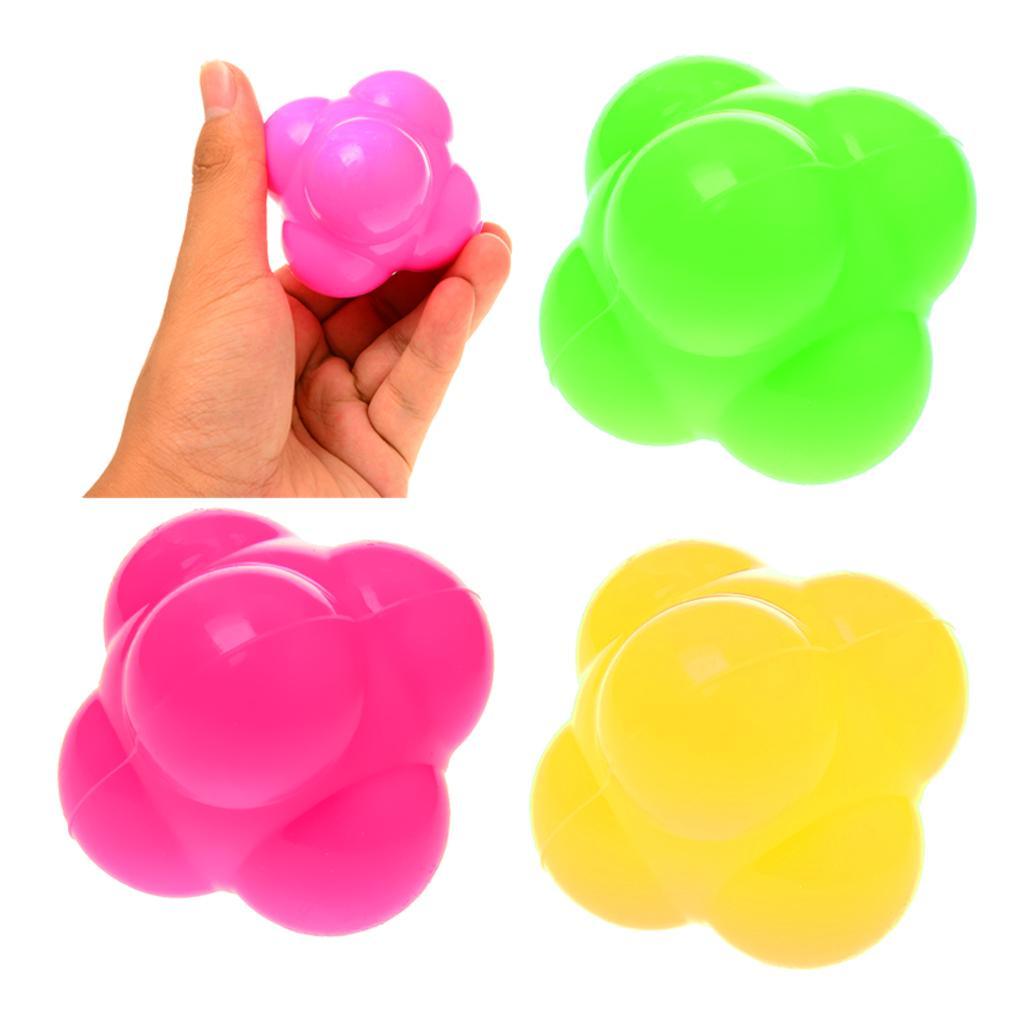 Six-Sided High-Bounce Reaction Ball, for Multi Sports Speed Agility Training Tool - Soft Toughness &amp; Premium - 3 Colors for Selectable