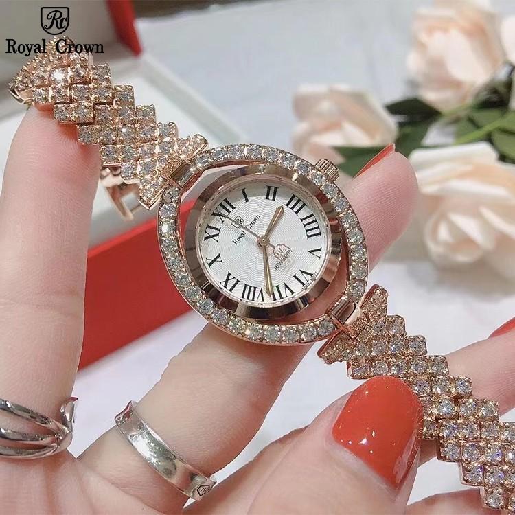 Đồng Hồ Nữ Chính Hãng Royal Crown 4610 Jewelry Dây Kim Loại Đính Đá Chống Nước Chống Xước