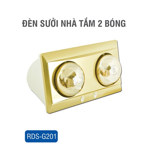 Đèn sưởi nhà tắm hồng ngoại chính hãng Roman - Đèn sưởi 2 bóng an toàn tốt cho sức khỏe dễ dàng lắp đặt RDS-G201