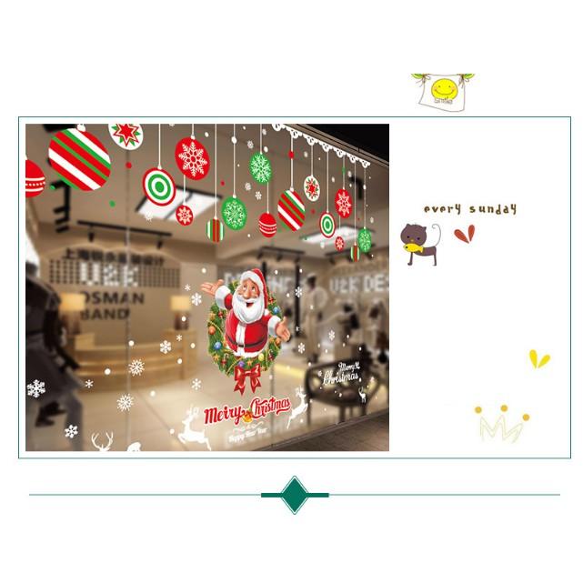 COMBO DÁN TƯỜNG NOEL - Ông già Noel kết hợp Rèm Xanh Đỏ