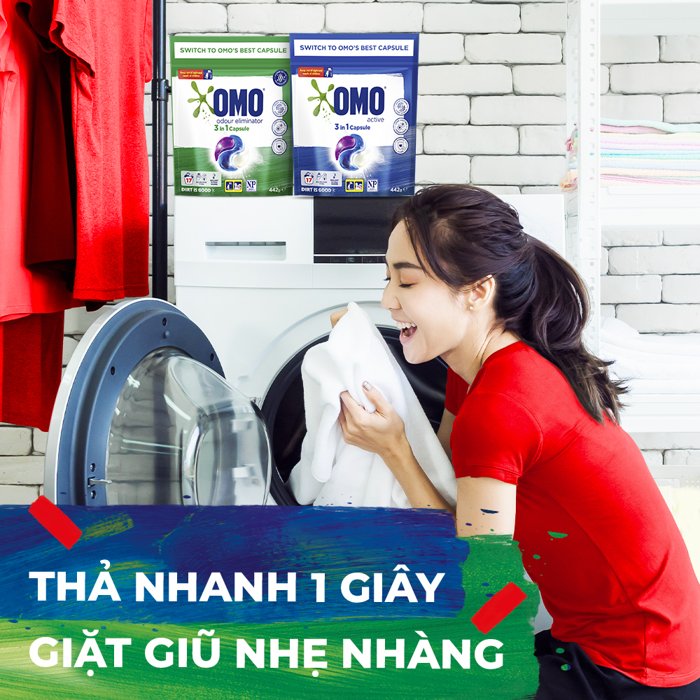 Túi viên giặt xả OMO tiện lợi công nghệ Anh Quốc (17 viên/Túi)