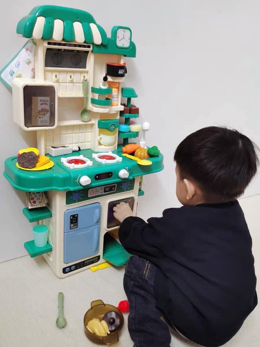Đồ chơi nấu ăn cho bé 48 chi tiết cỡ lớn cao 70cm / bộ nhà bếp nấu nướng có hiệu ứng khói, nước
