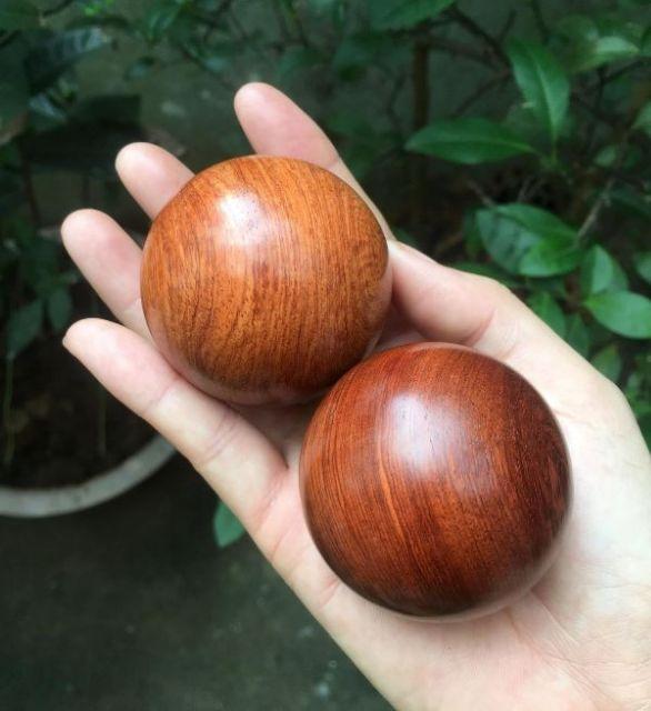 2 Bi lăn tay gỗ hương quả tròn 5 cm