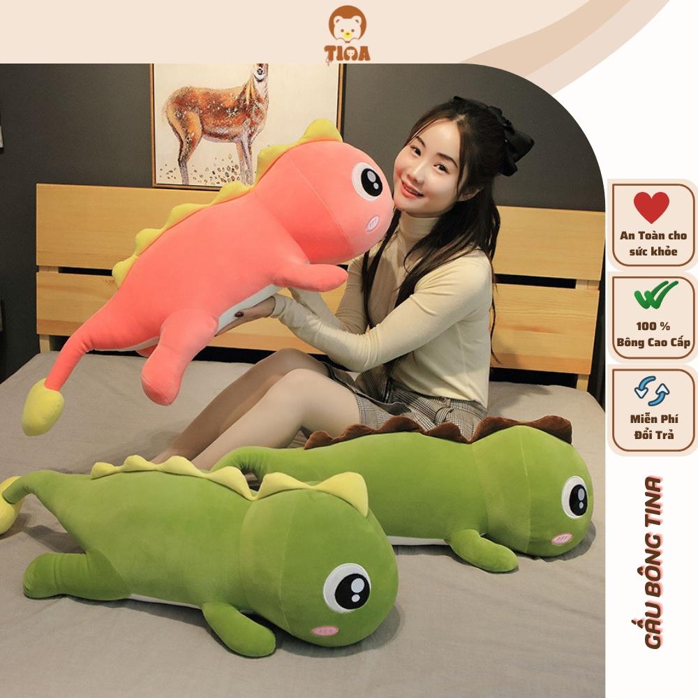 Gấu bông khủng long đuôi tim gối ôm hình thú cho bé kích thước 55cm - 70cm