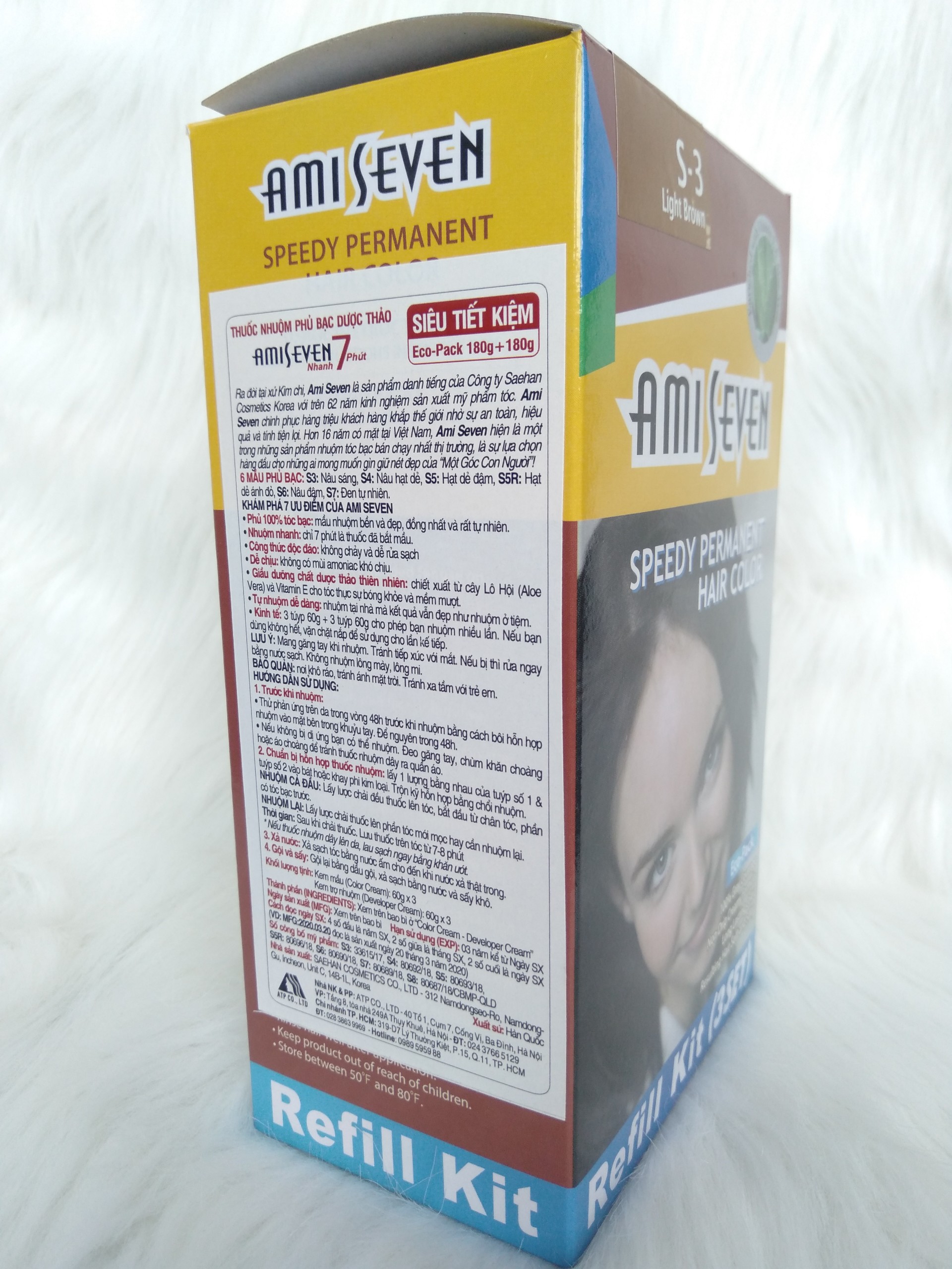 Nhuộm phủ bạc dược thảo SIÊU TiẾT KiỆM Ami Seven Nhanh 7 phút - S3 - NÂU SÁNG