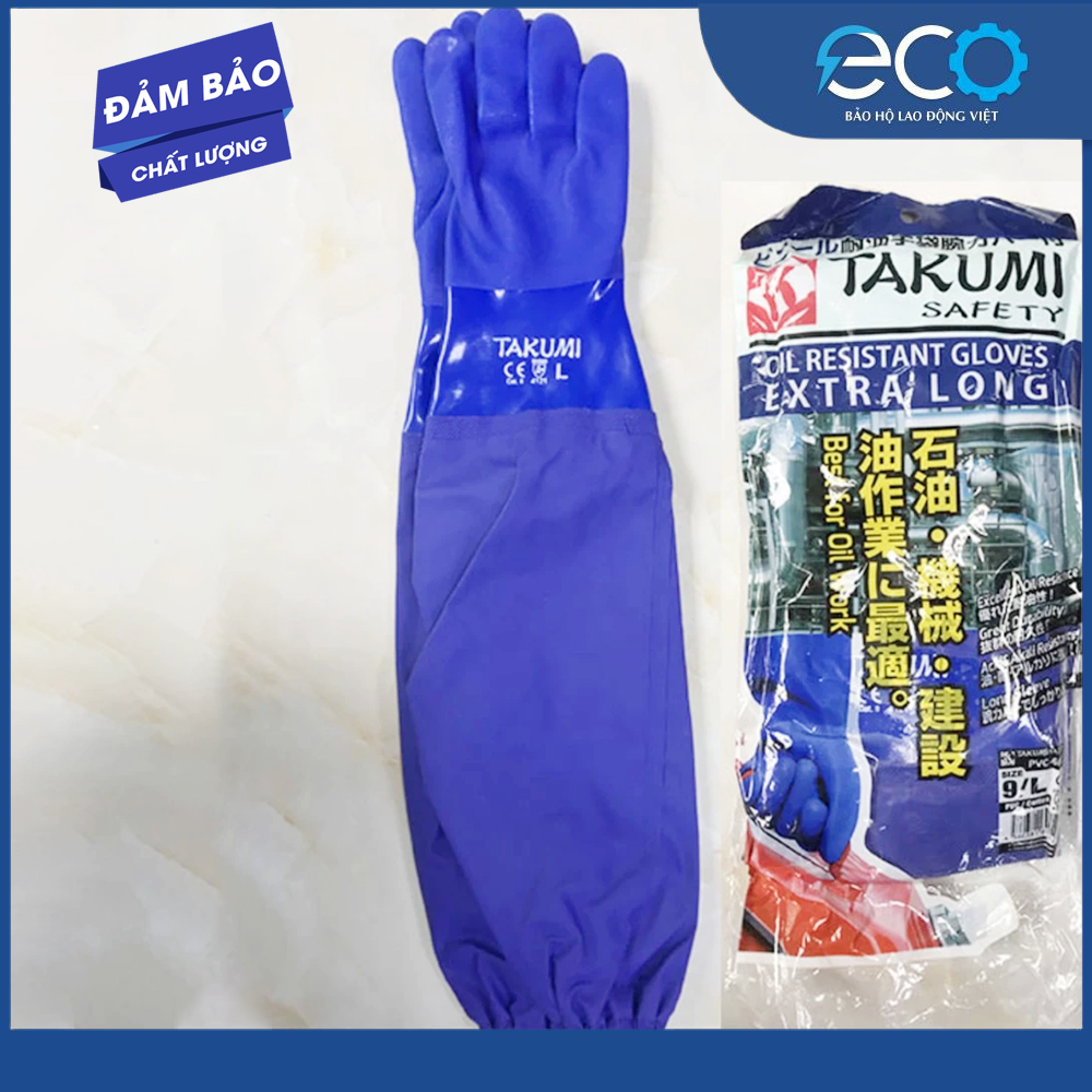 Găng Tay Chống Dầu Takumi PVC-600X Chính Hãng – Chống Dầu Nhớt, Chống Trơn Trượt, Lót Cotton Êm Tay