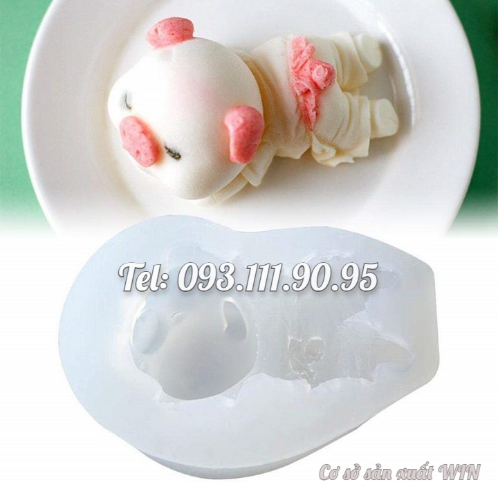 Khuôn silicon làm bánh bao, bánh trôi nước, rau câu, socola, làm kem heo con tắm tiên – Loại 7 cm - Mã số 1014