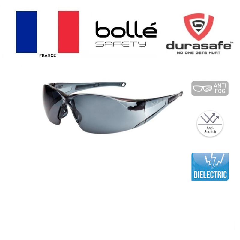 Kính bảo hộ BOLLE 1652302A Rush-Smoke Lens Sun Glasses tròng kính màu xám khói, chống trầy xước, chống đọng sương