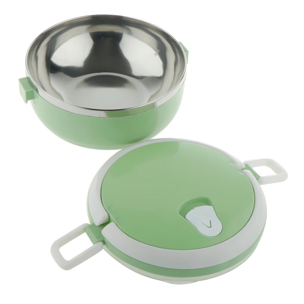 2X Student Stainless Steel Thermal Lunch Box Portable Tiffin Bento Box Green