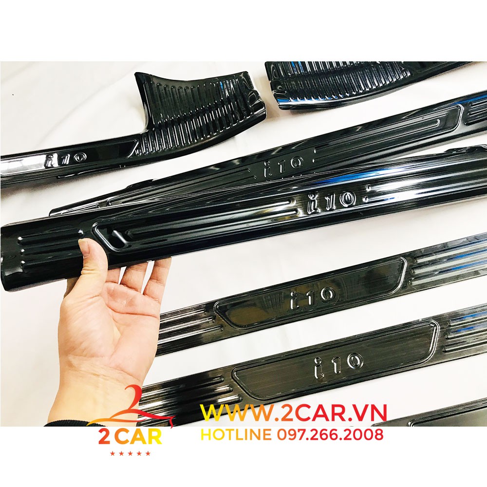 Ốp bậc cửa, Nẹp Bước Chân Trong, ngoài Xe Hyundai i10 2014 - 2020 chất liệu Titan cao cấp