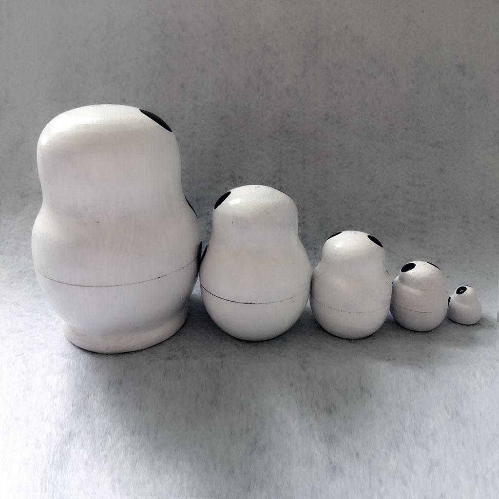 5PCS Hand Painted Wooden Matryoshka Pandas Russian Nesting Dolls
