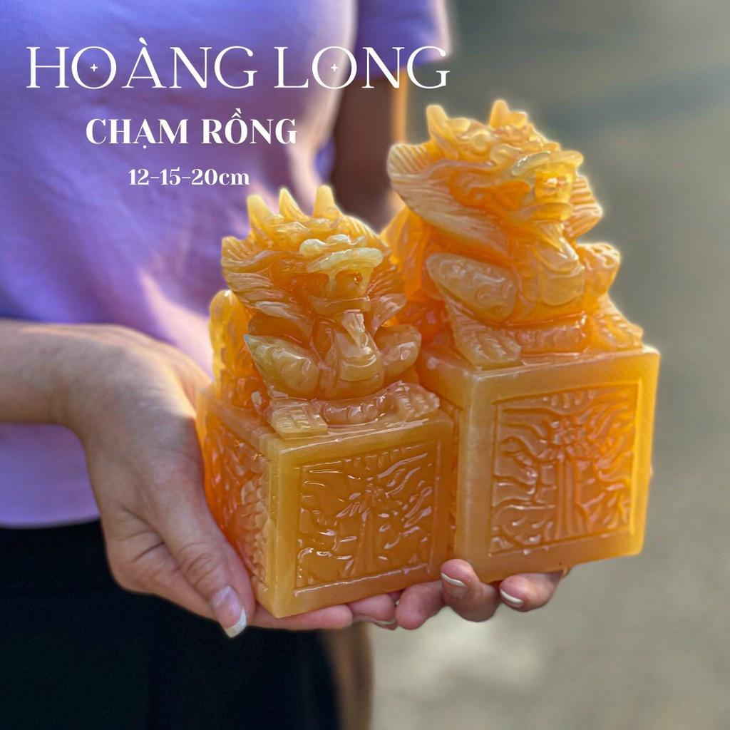 Ấn Rồng Phong Thủy Đá Ngọc Hoàng Long Để Bàn - Cao 10cm & 12cm & 15cm