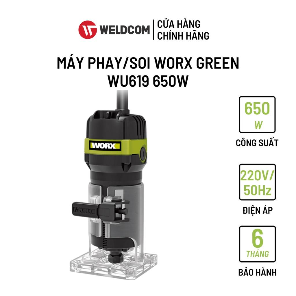 Máy Phay/Soi WORX GREEN WU619 Trang Trí Góc Cạnh Vật Dụng Bằng Gỗ Công Suất 650W