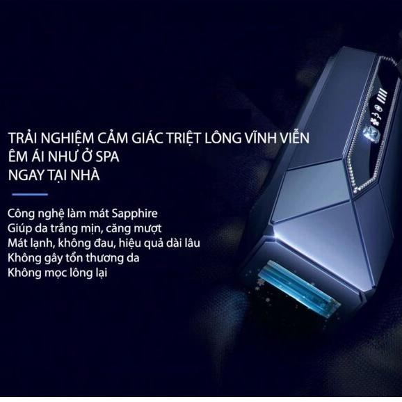 Máy triệt lông mini cá nhân cầm tay vĩnh viễn tại nhà trẻ hoá da CN Triệt lạnh Sapphire NanoTime B65Pro