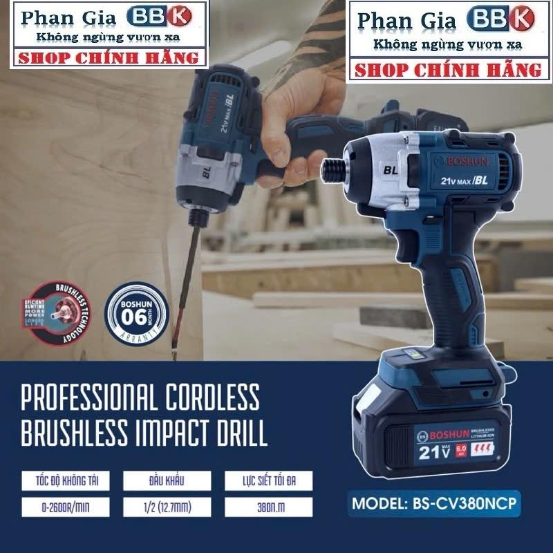 [chính hãƞg] Máy chuyên vít Boshun BS-CV380NCP , Không chổi than, Pin 10 cell, Sản phẩm bảo hành chính hãƞg