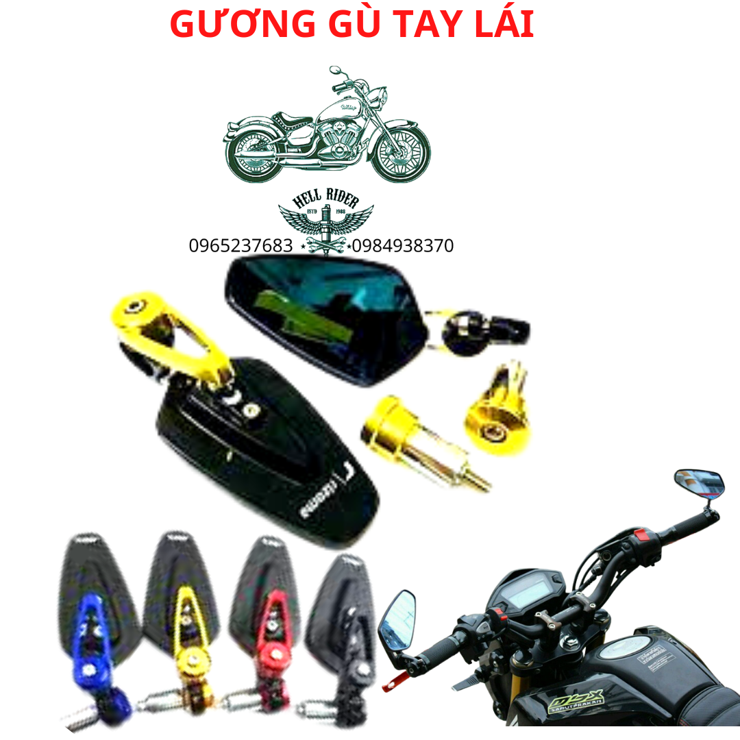 Gương thời trang xe máy, gương gù gắn chân kính có thể xoay gập 360 độ phù hợp láp mọi loại xe