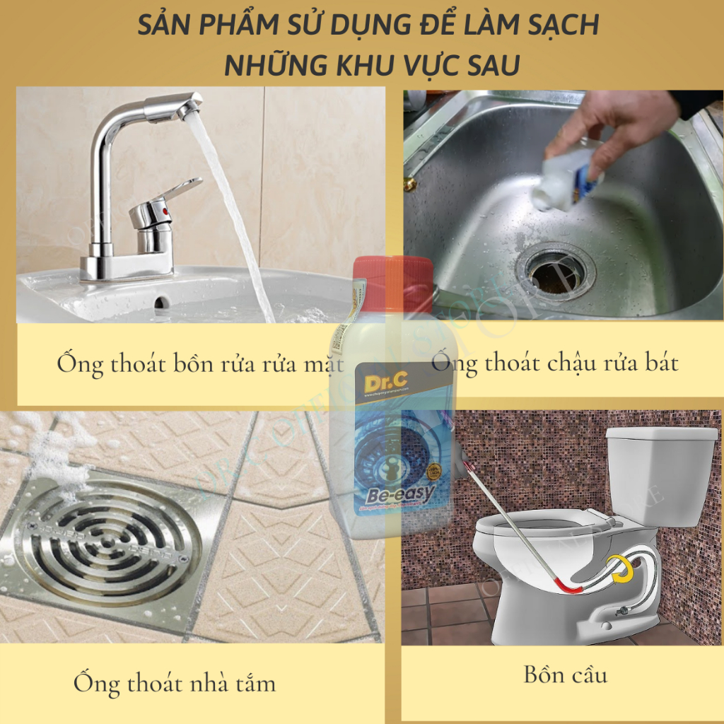 Bột Thông Cống Làm Sạch Đường Ống Cống Thoát Chậu Rửa Lavabo Lồng Máy Giặt Thông Bồn Cầu DrC Beeasy 100 Gam