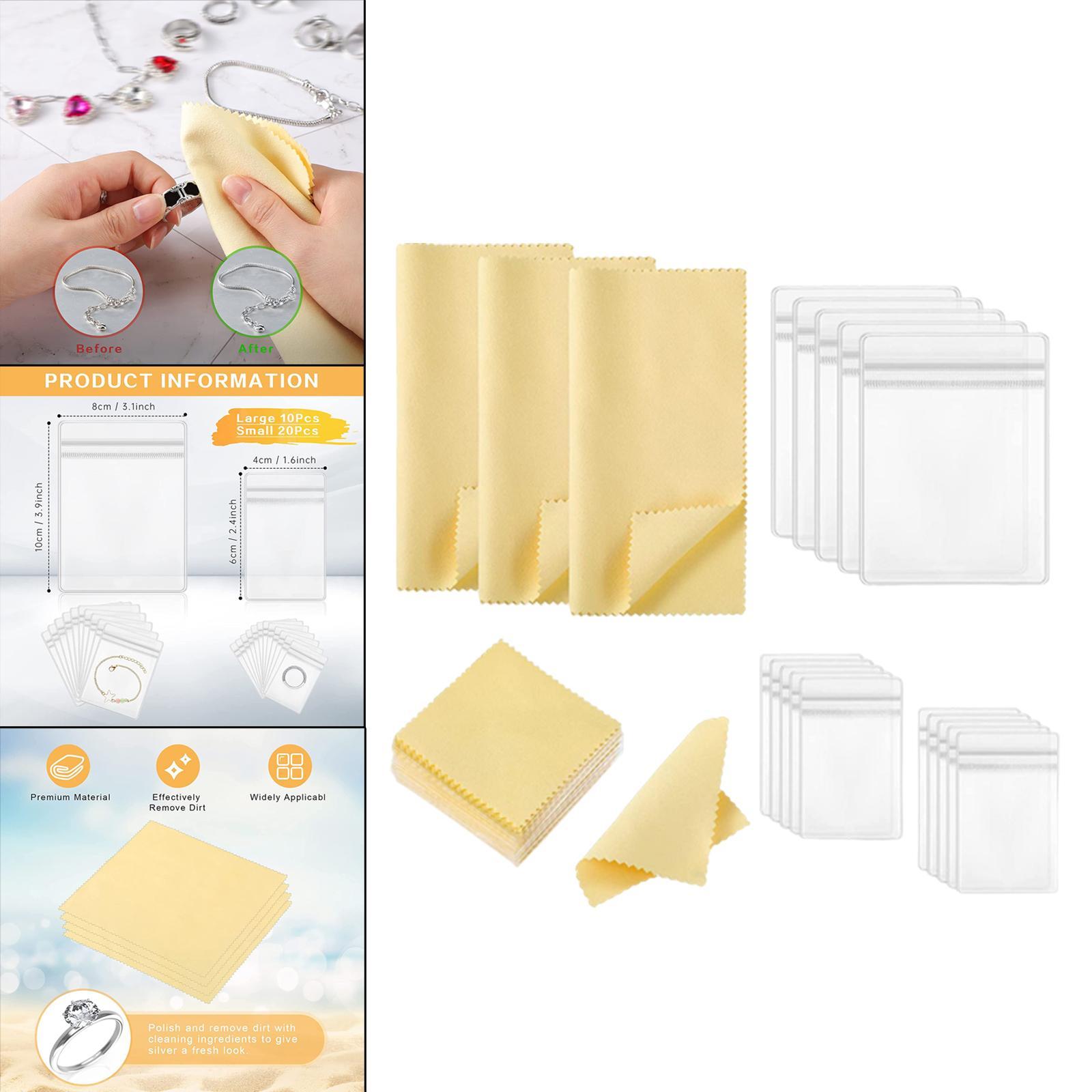 73Pcs Storage Bags Plastic Cleaning Cloth for Platinum Jewelry Silverware Screens
