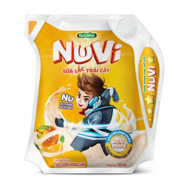 Thùng 24 túi NuVi Sữa lắc trái cây hương Cam túi NuVi Power 110 ml TU.NCT110TI NUTIFOOD