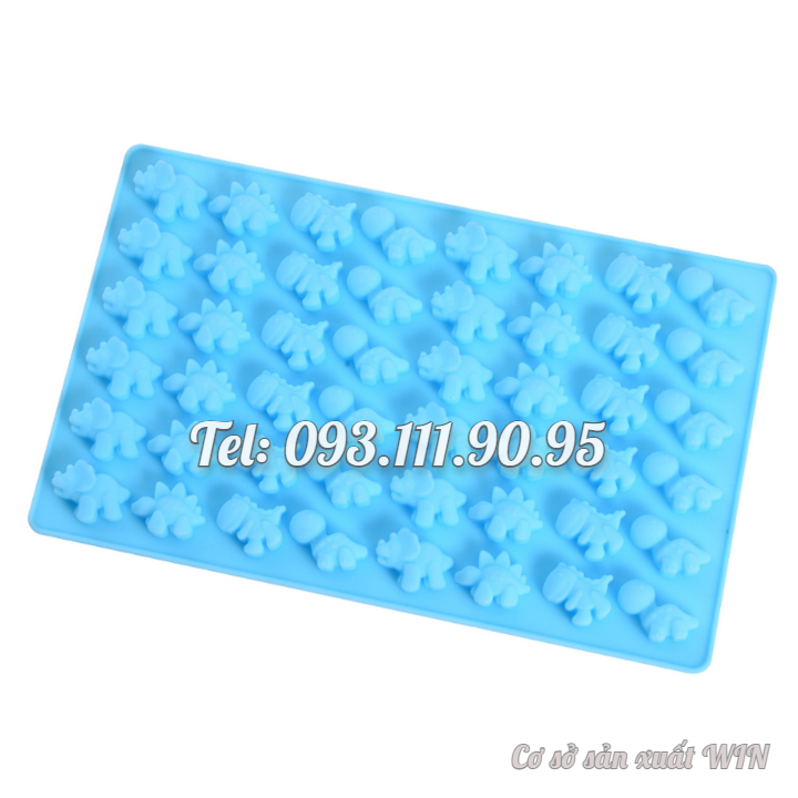 Khuôn silicon làm rau câu, kẹo dẻo, socola 48 con khủng long – Mã số 1431