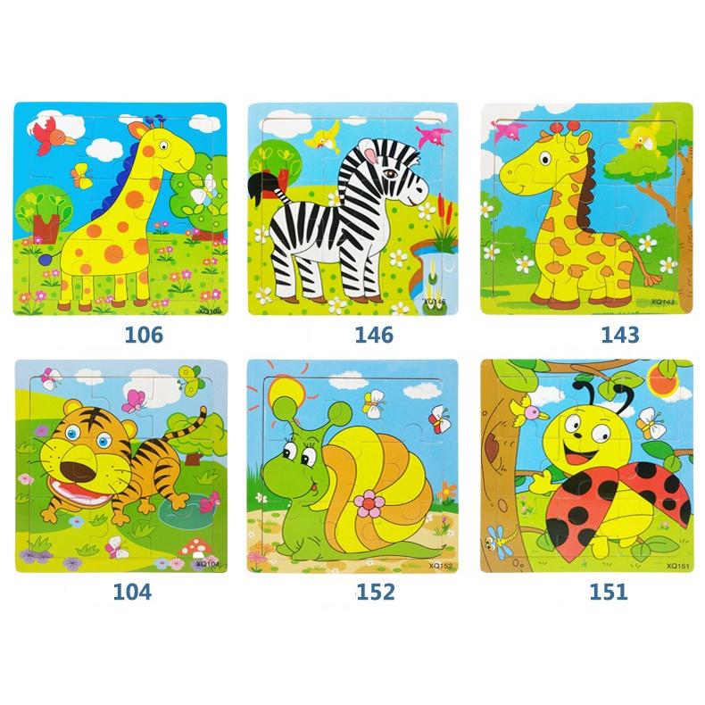 Đồ chơi tranh ghép hình gỗ puzzle 9 mảnh 15*15cm - Bộ ghép hình - Tranh xếp hình