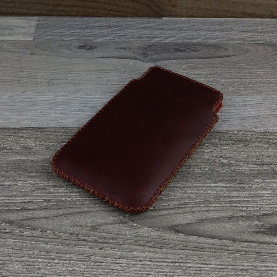 Bao Da Túi Rút dành cho Iphone X/XS Da Bò Sáp Màu Nâu Đỏ