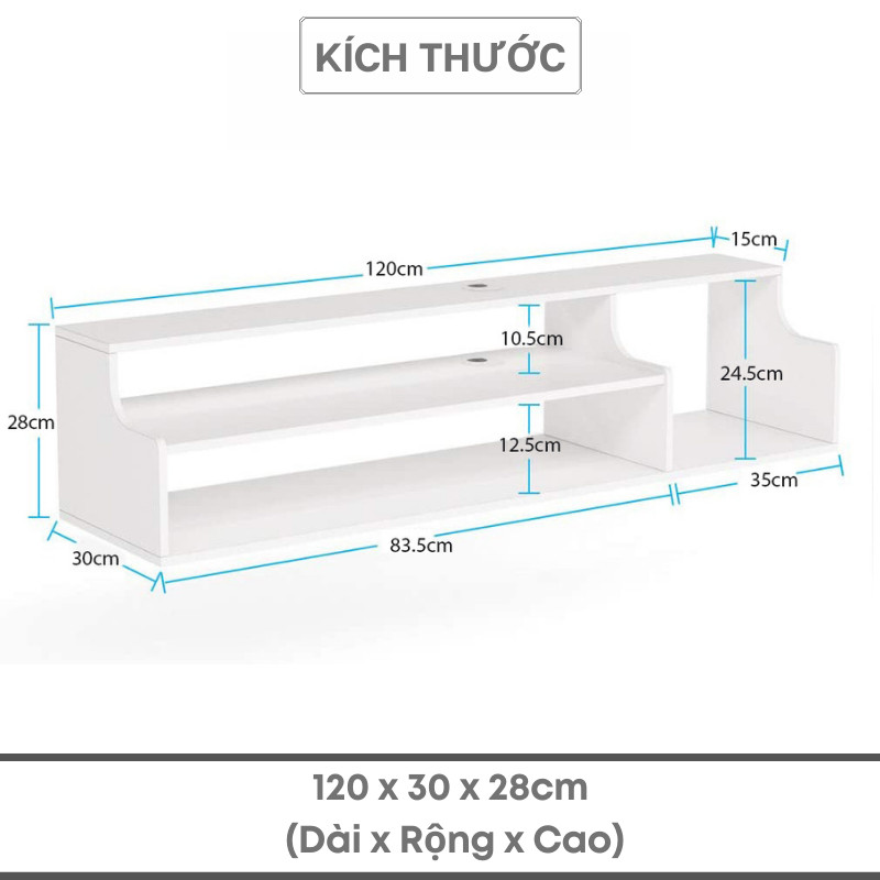 Kệ Gỗ Trang Trí Tivi Treo Tường 3 Tầng SIB Decor Với Thiết Kế Nhỏ Gọn, Đa Năng, Thích Hợp Cho Phòng Khách, Phòng Ngủ Căn Hộ Chung Cư, Nhà Phố