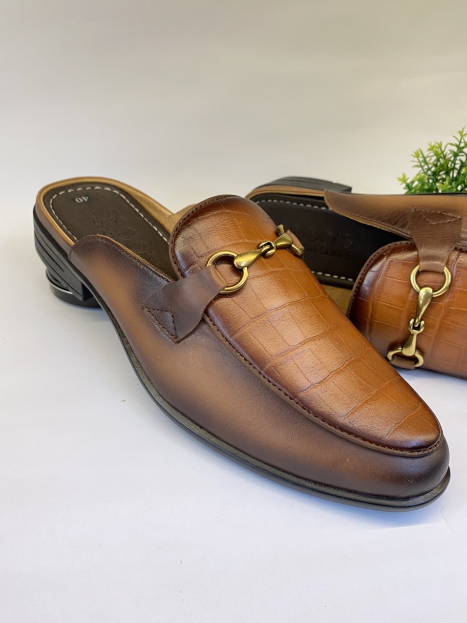 Giày sục Nam Da Bò cao cấp sapo nam trẻ trung năng động Màu Đen-Giày hở gót-S79 Giày SAGO’S
