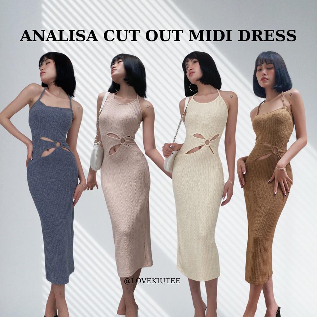 Đầm dài 2 dây khoét eo Analisa Cut Out Midi Dress LOVEKIUTEE
