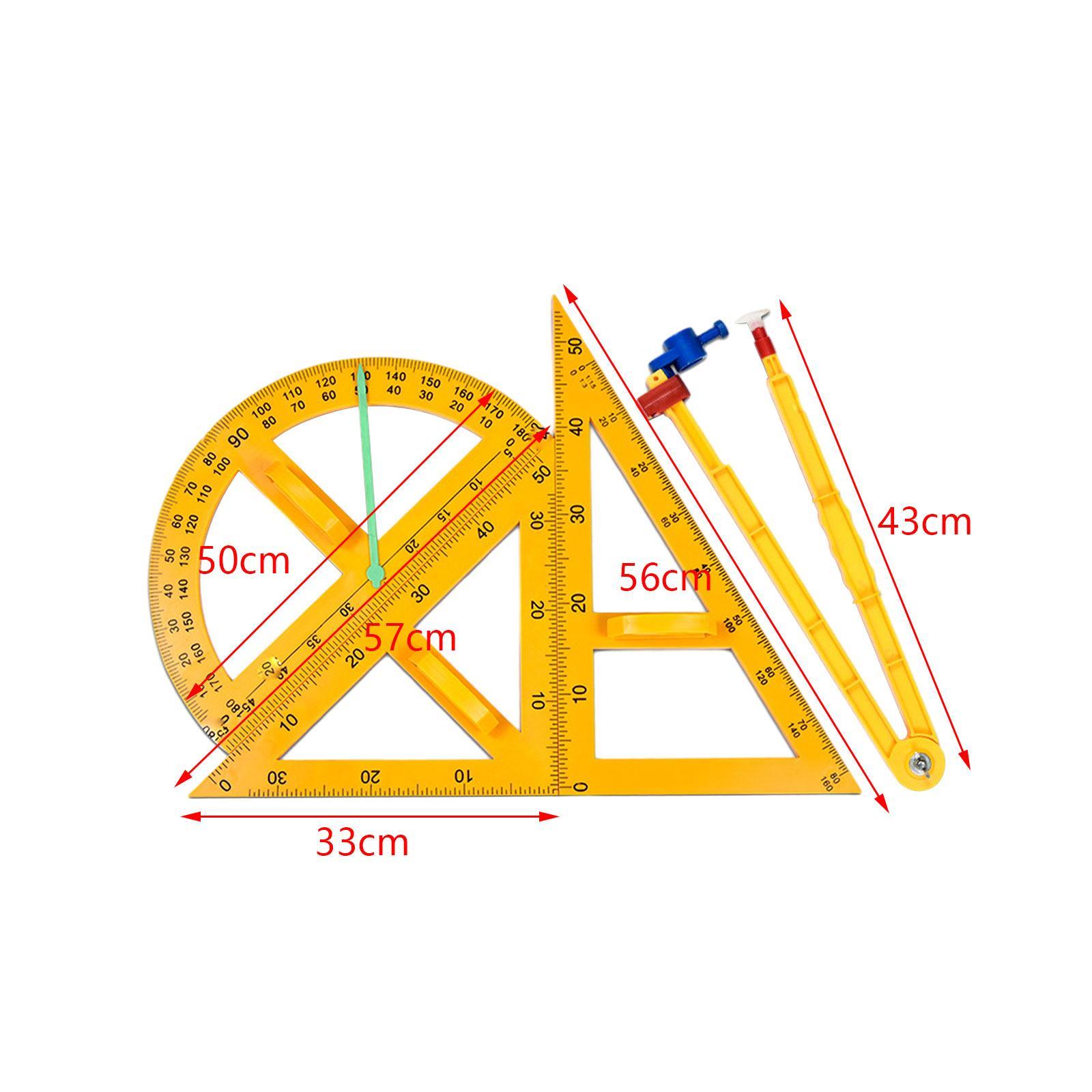 4x Math Geometry Rulers Compass Angle Measurement Stationery Tool Protractor Triangle Ruler for Students Whiteboard School
