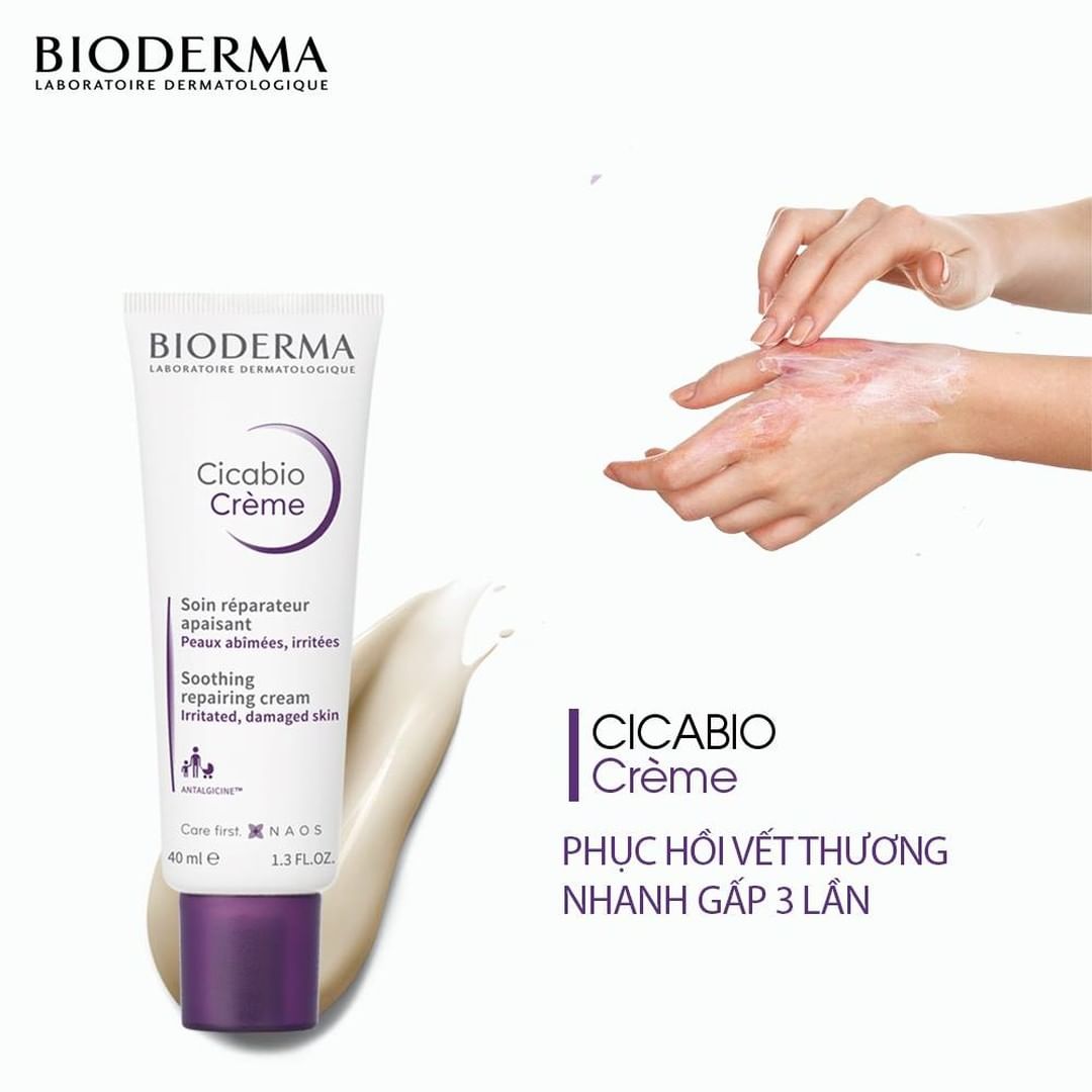 Kem Dưỡng Bioderma Cicabio Crème Phục Hồi Da Tổn Thương 40ml + Tặng Kèm Túi Đựng Mỹ Phẩm Cao Cấp