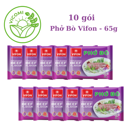 10 gói Phở bò Vifon 65g, phở bò ăn liền Vifon