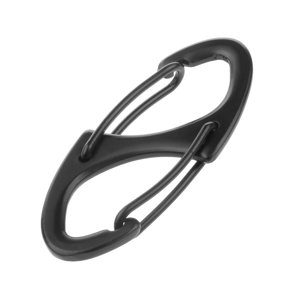 Mini Quick Release Carabiner 8-Shaped Clip Hook Keyring Camping Clasp Hook Black/ Silver