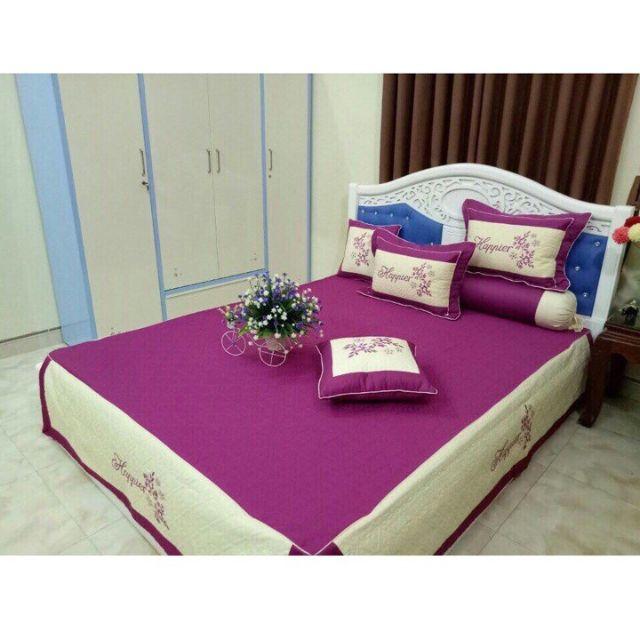 Set 3 món ga gối trần bông satin 2m×2m2
