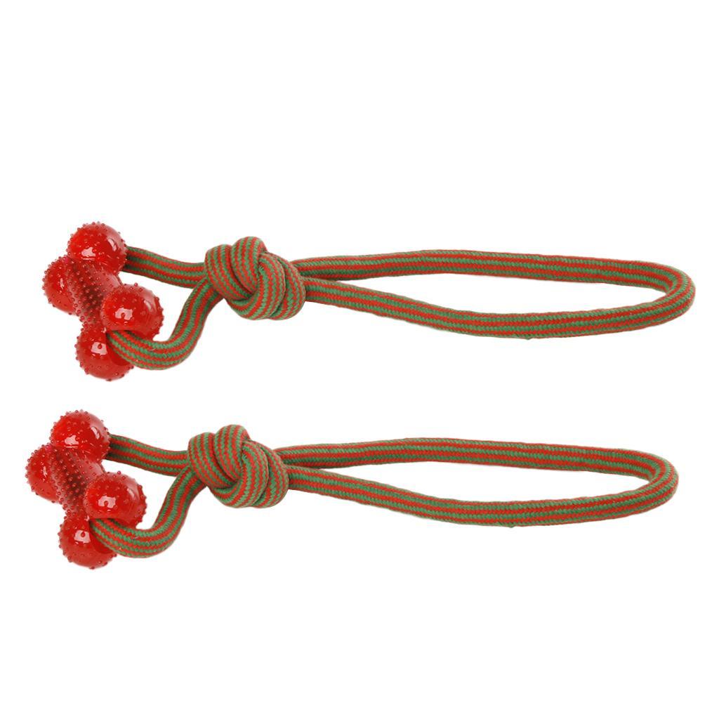 2 Pieces Pet Dog Interactive Rope Chew Toys Pet Teeth Cleaning Chew Toys