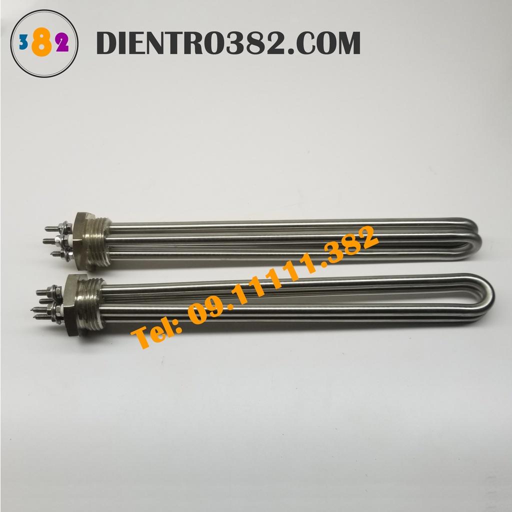 Điện trở củ ren phi 32 điện áp 220V hai ống đốt chữ U chất liệu inox 304