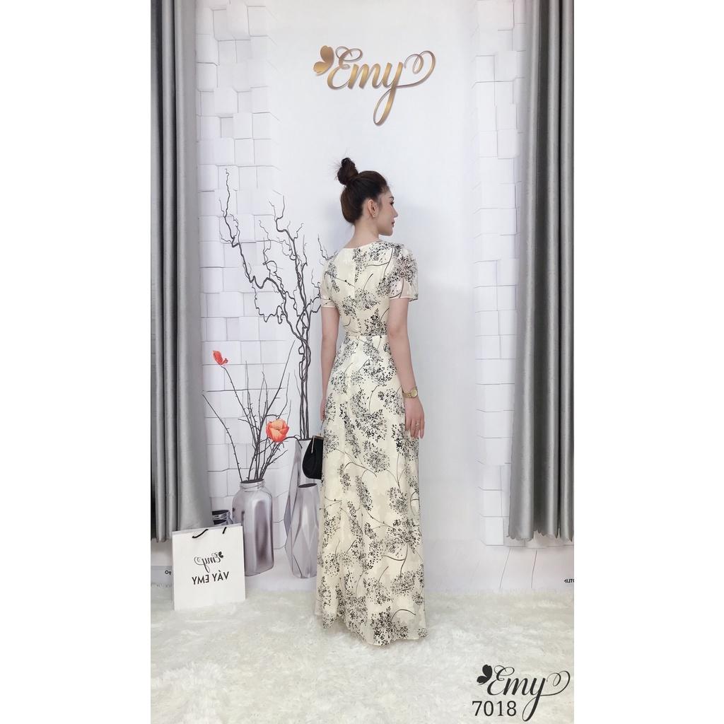 EMY EM7018 Maxi Dài Hoa Nhí Nền Trắng