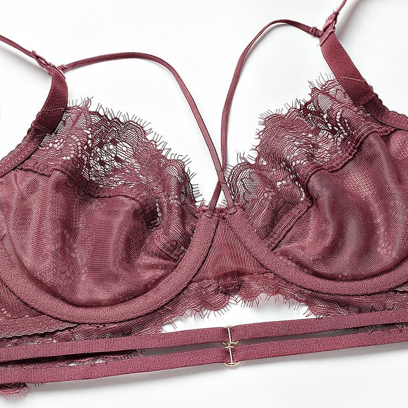 Áo Lót Bộ Nữ Gợi Cảm Ren Sheer Nội Y Unline Thiết Kế Quai Họa Tiết Hoa Quần Lót Nữ Trong Suốt Áo Ngực Cho Mùa Hè