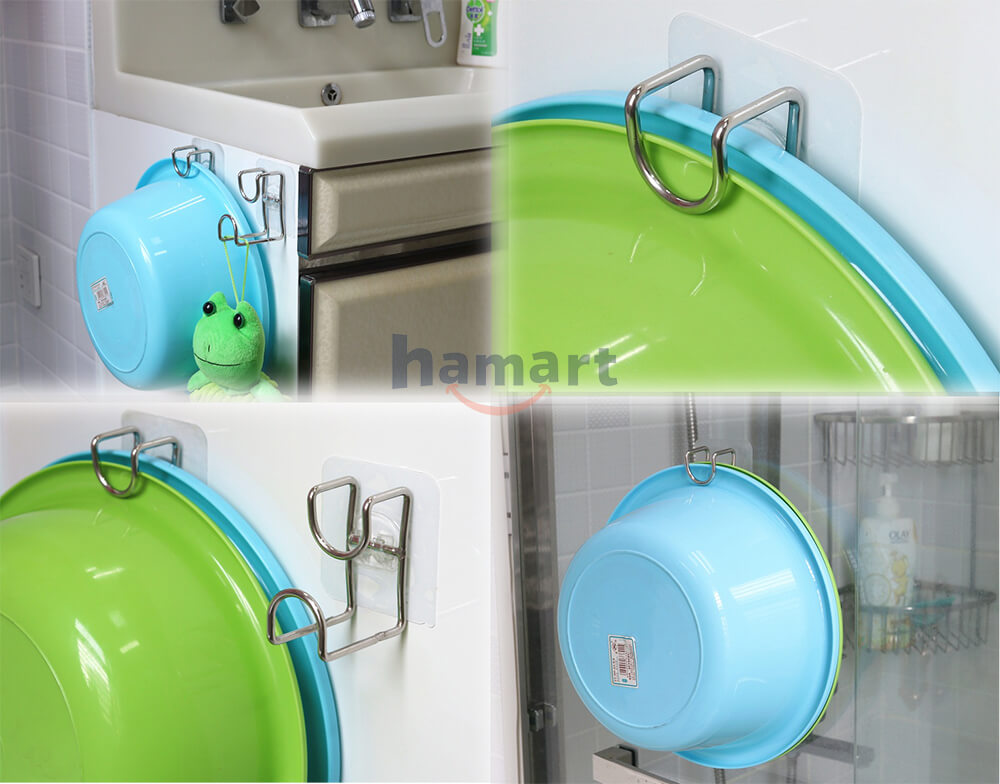 Móc Treo Chậu Thau INOX Dán Tường Giá Treo Chậu Móc Treo Đồ Tiện Lợi