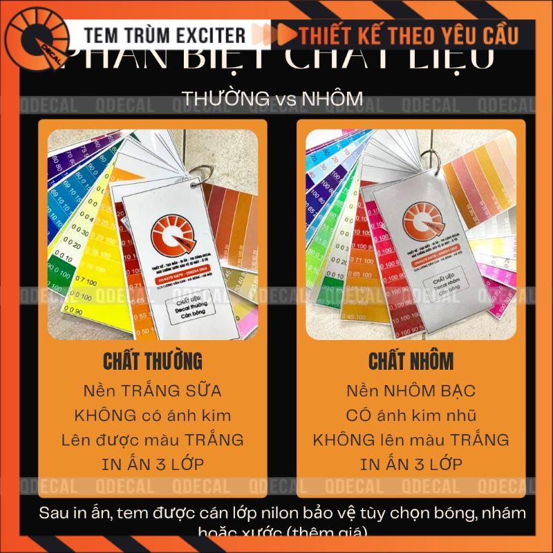 Tem trùm dành cho xe Exciter 150 Joker đen cá tính decal 3 lớp