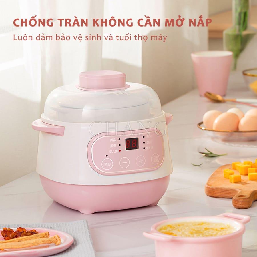 Nồi Nấu Cháo Chậm - Nồi Hầm Cách Thủy Dung Tích 1L, Lòng Nồi Bằng Sứ Giữ Nhiệt Tốt Hơn