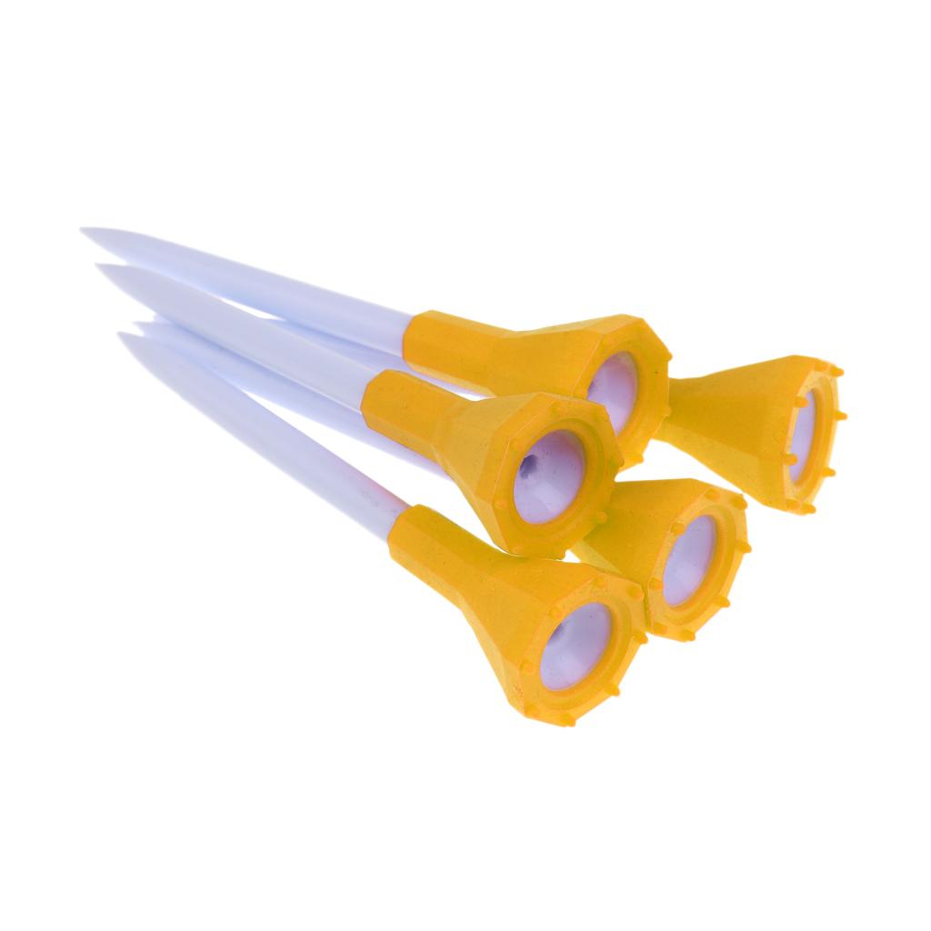 5 Pieces 80mm Plastic Golf Tees with Rubber Cushion Top Golf Accessories