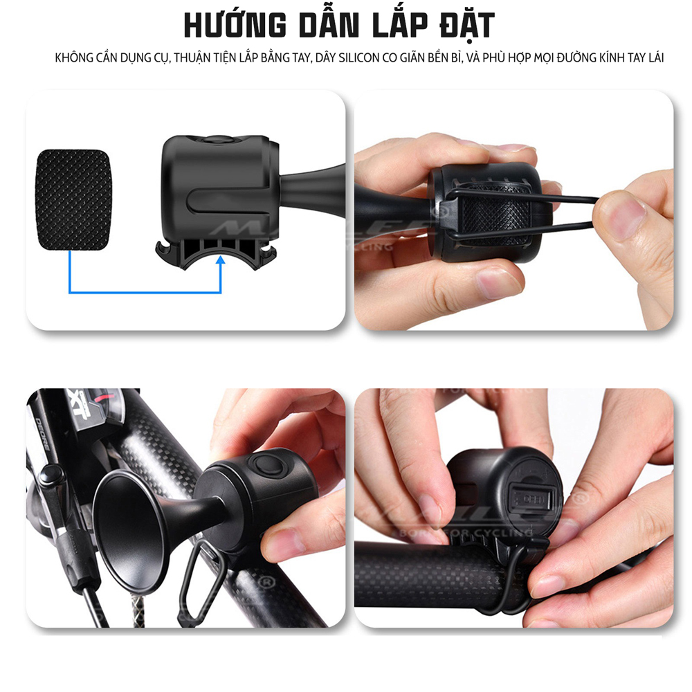 Còi xe đạp điện, chuông xe báo động mini EH2 nhỏ gọn, âm thanh 120dB chống nước gắn trước ghi đông xe đạp (kèm sẵn pin Cr2032) Mai Lee