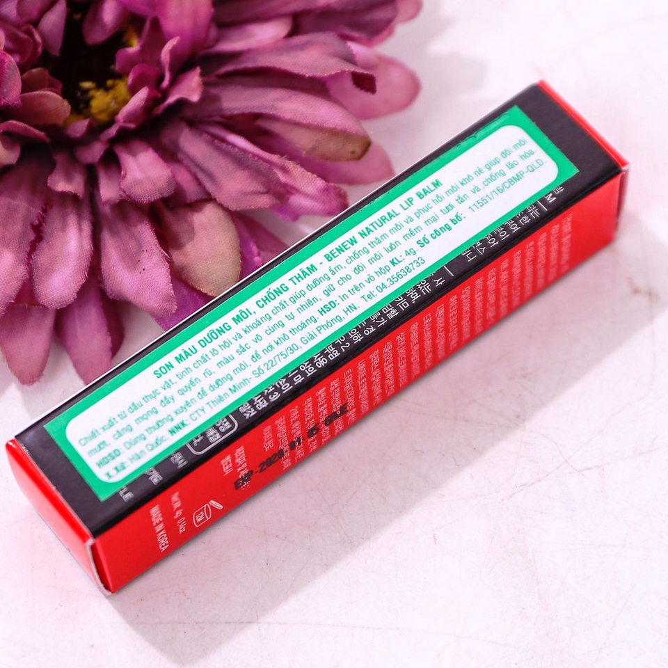 Son dưỡng có màu chống thâm môi Benew Natural Herb Lip Balm LB01 Hàn Quốc 4g + Hàn Quốc