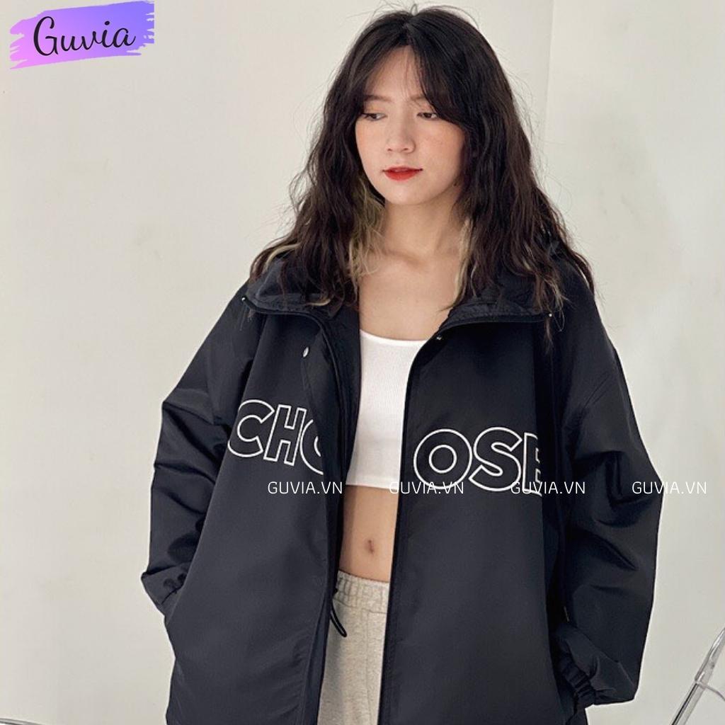 Áo Khoác Kaki CHOOSE Nam Nữ Ulzzang Unisex 2 Lớp Form Rộng Thể Thao Có Nón Trùm