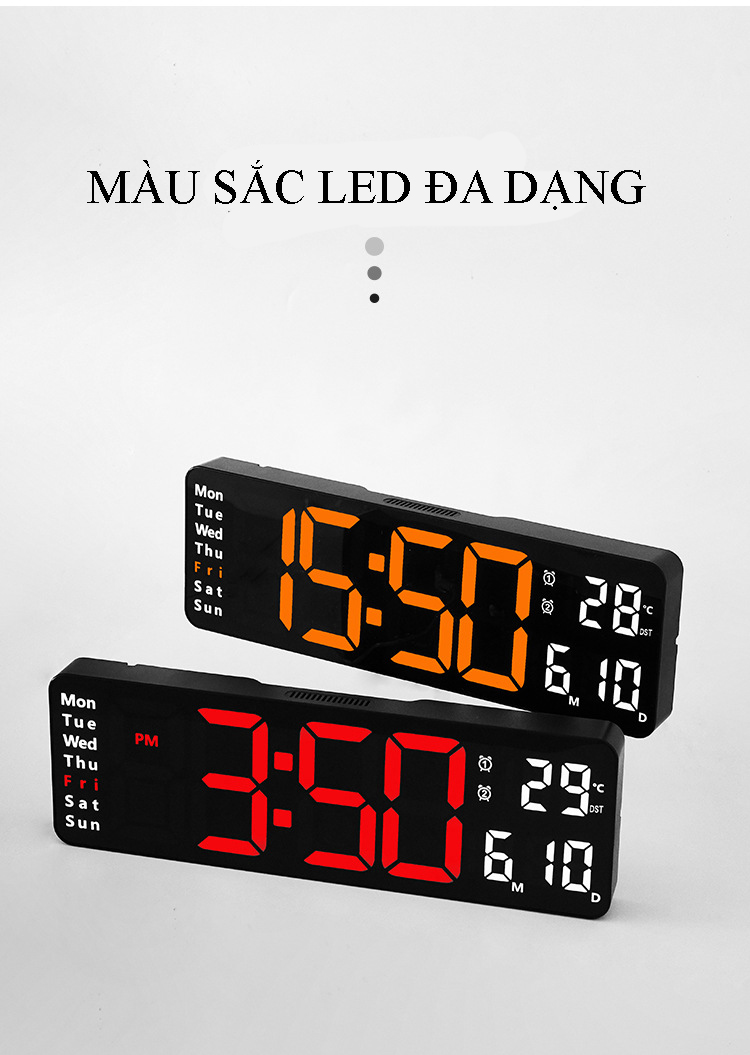 Đồng Hồ LED điện tử để bàn, treo tường báo Nhiệt Độ, Ngày Tháng - L02