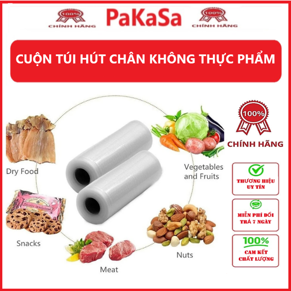 Cuộn Túi Hút Chân Không Thực Phẩm Một Mặt Nhám Một Mặt Trơn Dạng Hạt Mịn Phù Hợp Cho Tất Cả Các Dòng Máy Hút Chân Không - Hàng Chính Hãng