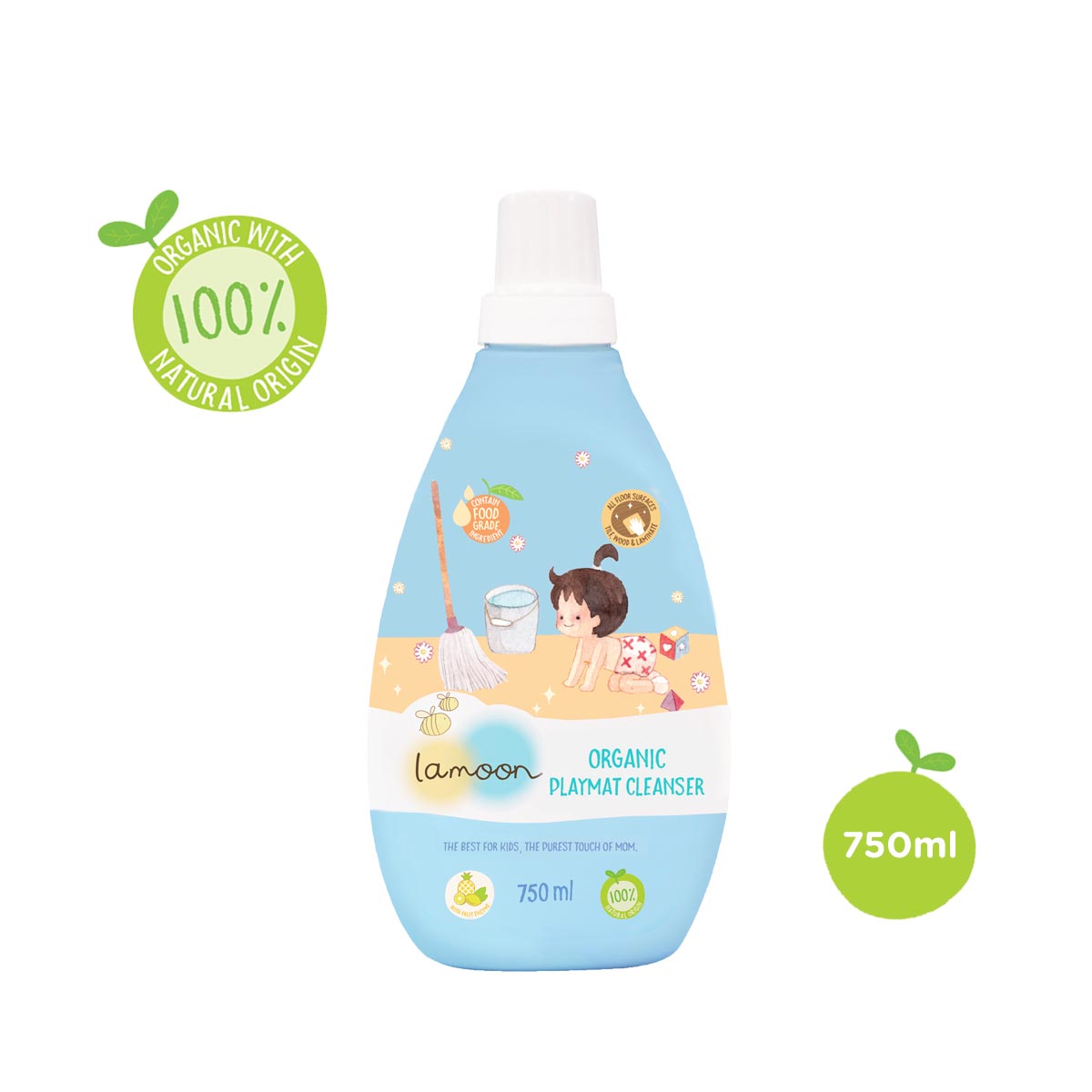 Nước lau thảm Organic cho bé Lamoon - Bình 750ml