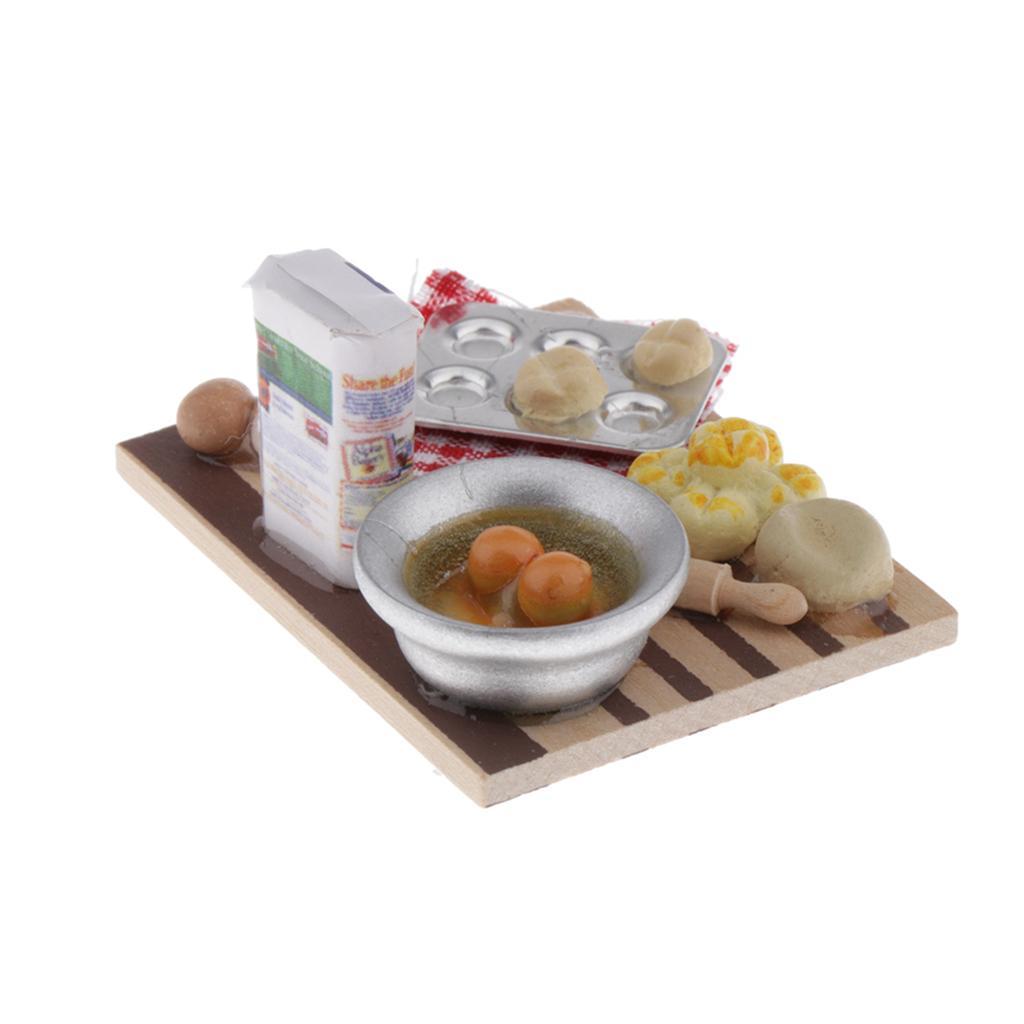 Miniature Rolling Pin Set 1:12 Dollhouse Accessories Kitchen for Children Doll Pretend Play Toy
